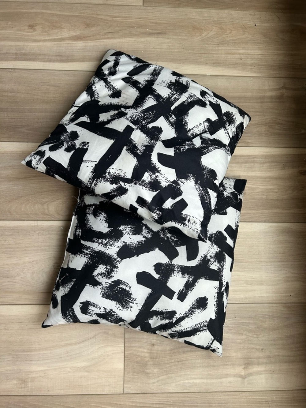 IKEA Black and White Abstract Brushstroke Pillow Covers
